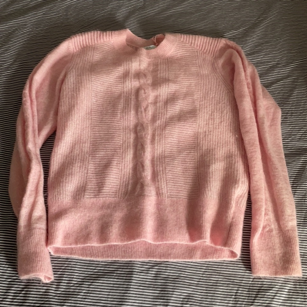 Gorgeous pink & Other Stories mohair cable knit sweater